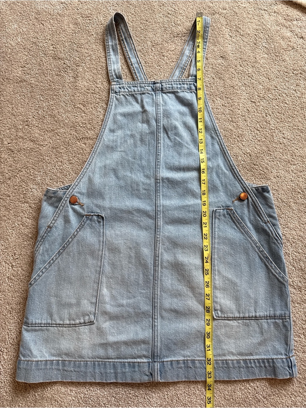 Universal Thread Denim Overall Dress Medium Pinafore Light Wash Pocket Mini - Picture 5 of 5